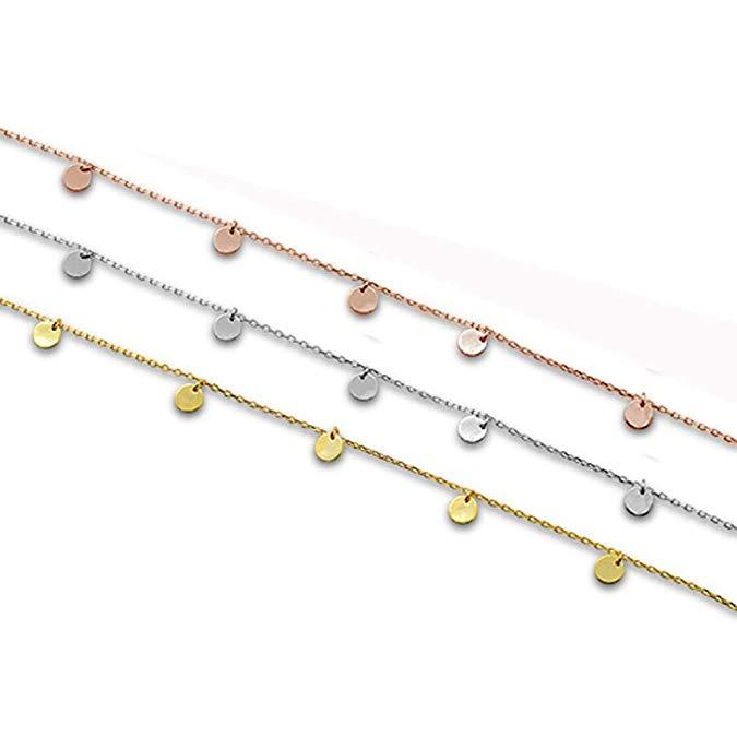 Best Selling 925 Sterling Silver Coin Drop Multi Tiny Disc Bracelet