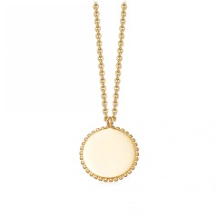 Sterling Silver Beaded Engravable Disc Pendant Necklace