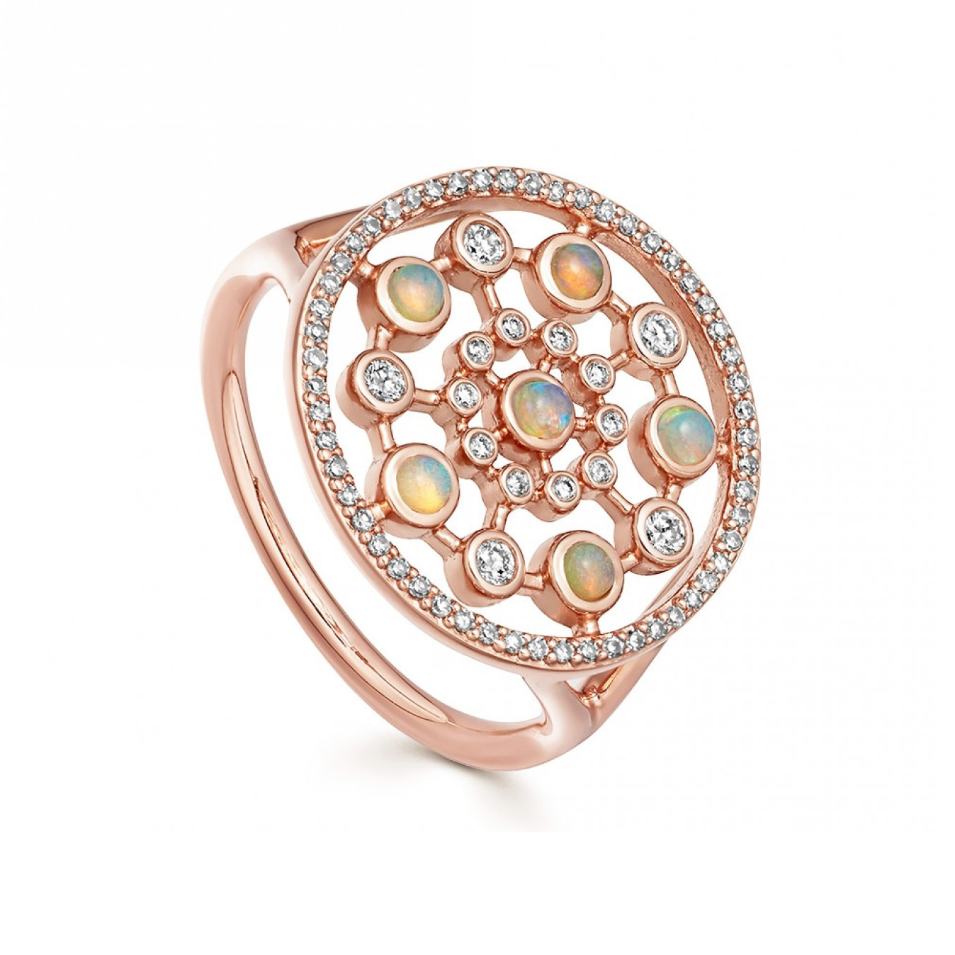 Delicate Sterling Silver Cubic Zirconia Dainty Opal Ring for Her