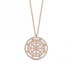 Beautiful Sterling Silver Cubic Zirconia and Opal Pendant Necklace