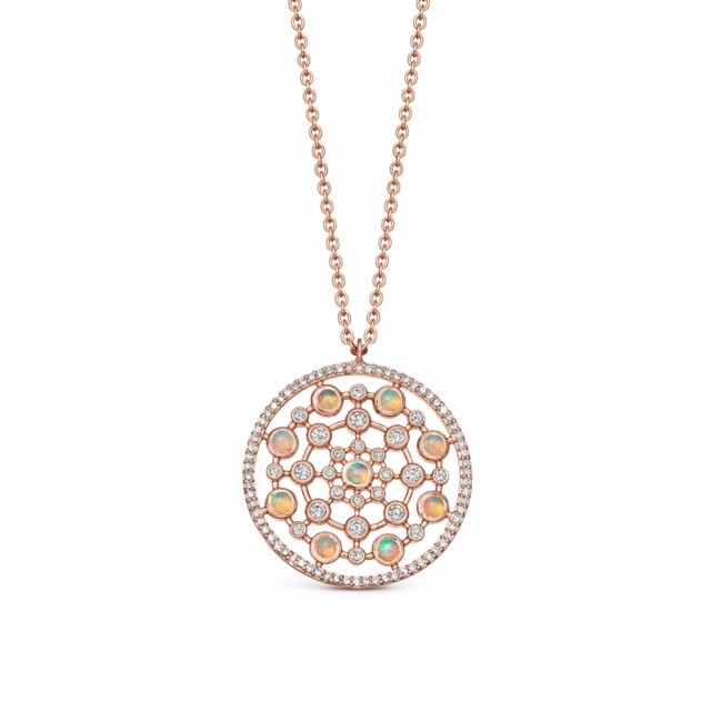 Beautiful Sterling Silver Cubic Zirconia and Opal Pendant Necklace
