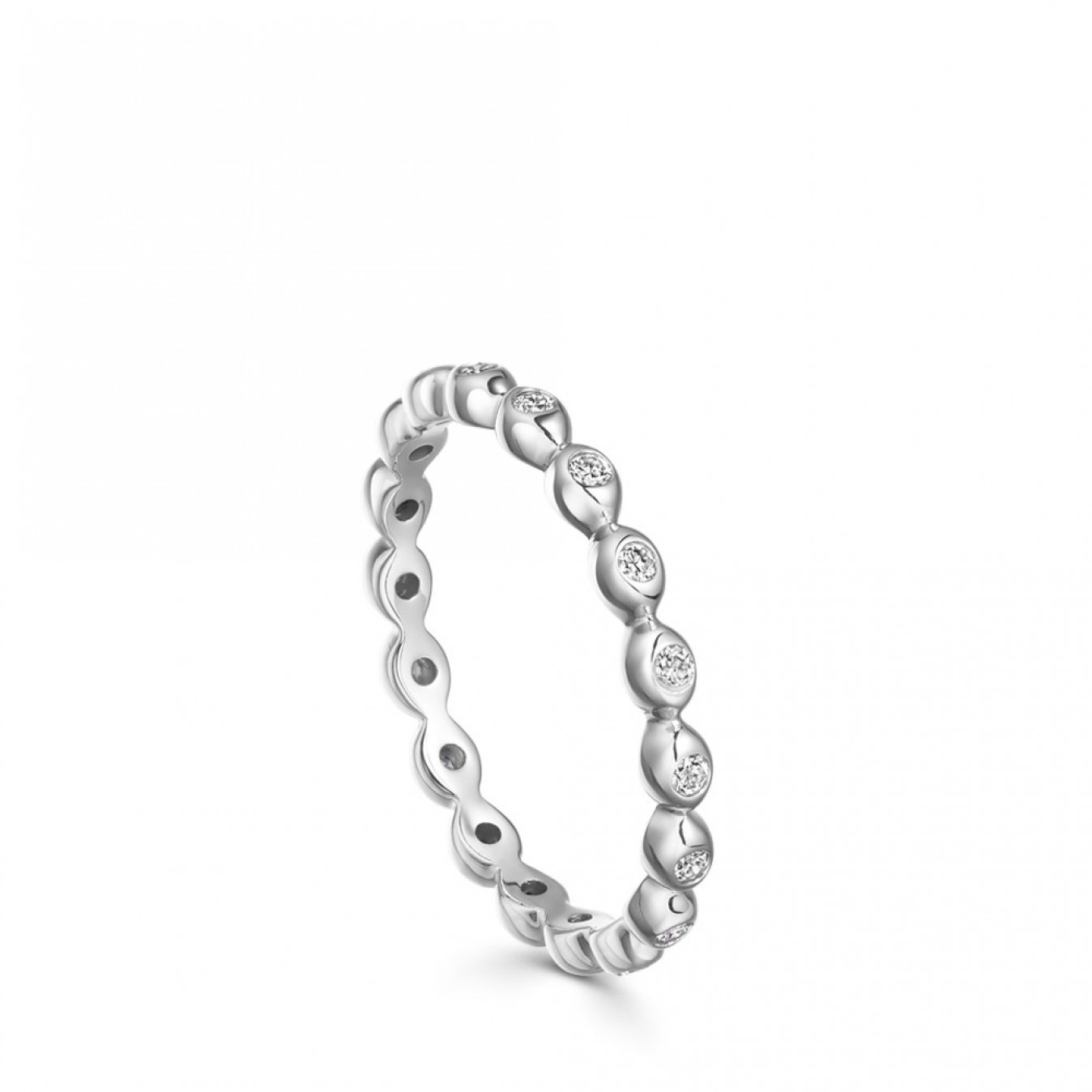 Sterling Silver Cubic Zirconia Halo Drop Thin Ring