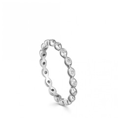 Sterling Silver Cubic Zirconia Halo Drop Thin Ring