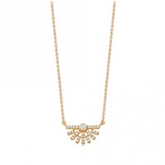 Sterling Silver Cubic Zirconia Setting Sun Pendant Necklace