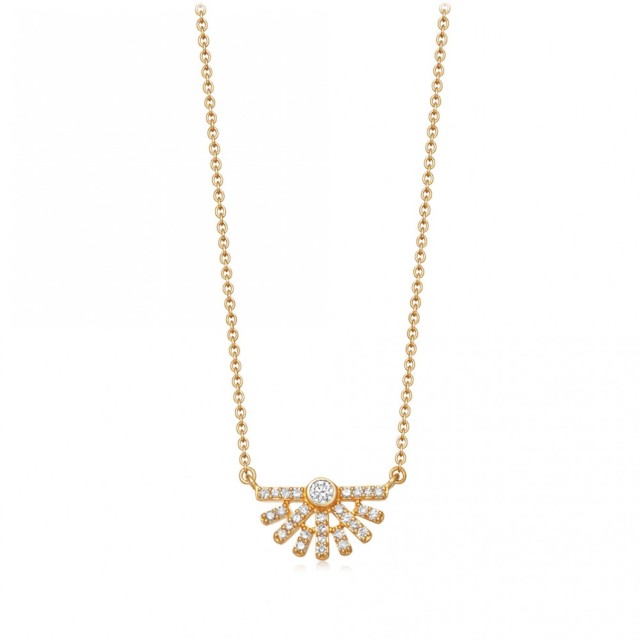 Sterling Silver Cubic Zirconia Setting Sun Pendant Necklace