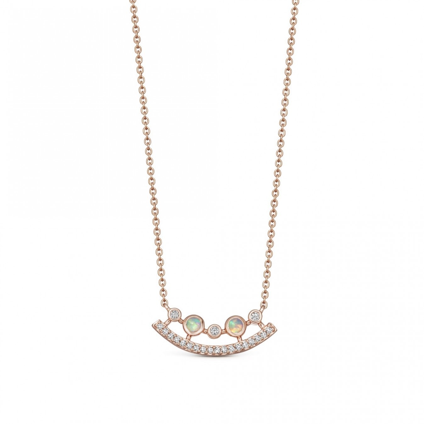 Dainty Sterling Silver Cubic Zirconia and Fire Opal Ellipse Necklace