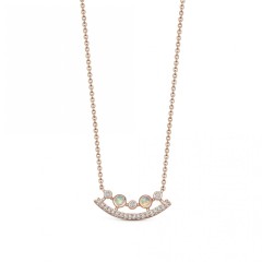 Dainty Sterling Silver Cubic Zirconia and Fire Opal Ellipse Necklace
