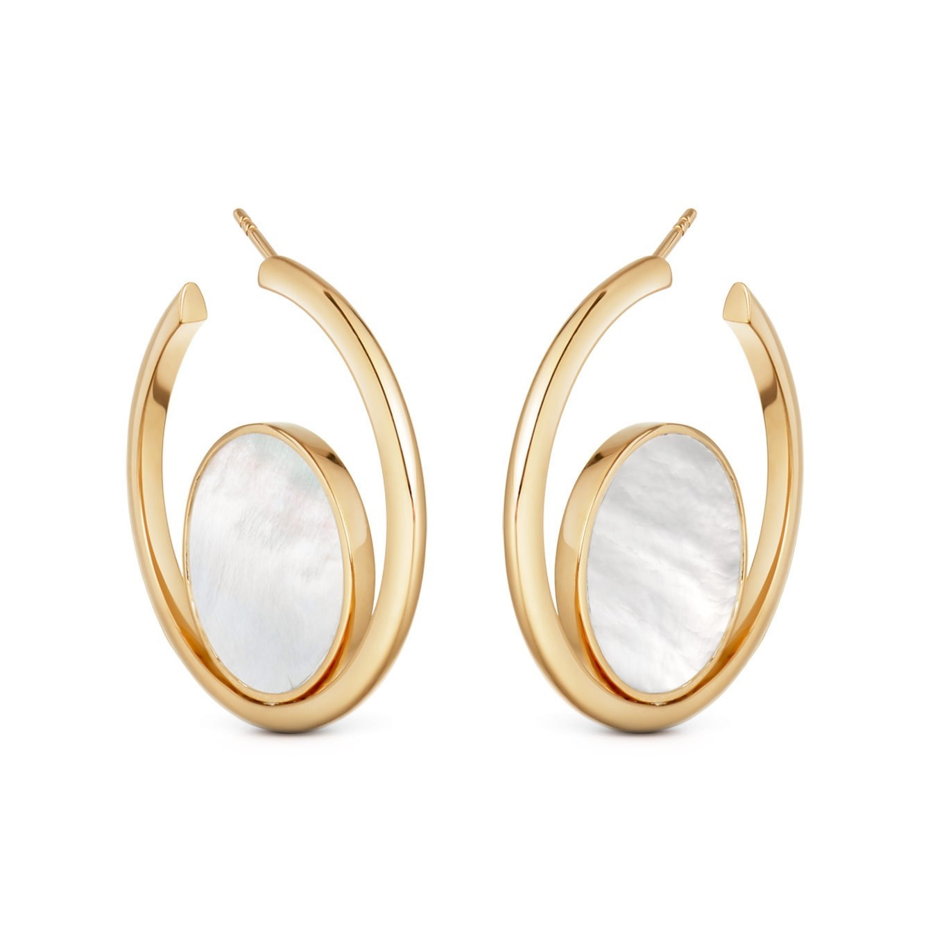 Europe Design Sterling Silver Mother of Pearl Hoop Earrings