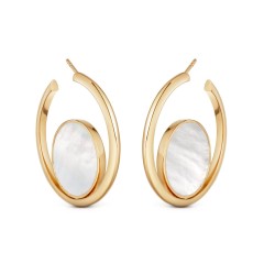 Europe Design Sterling Silver Mother of Pearl Hoop Earrings