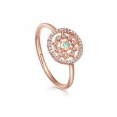 Sterling Silver Cubic Zirconia and Opal Delicate Ring