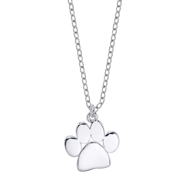 Sterling Silver Cute Pet Paw Print Necklace for Women