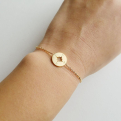 Fashion Jewelry 925 Sterling Silver Yellow Gold Plated Compass Bracelet
