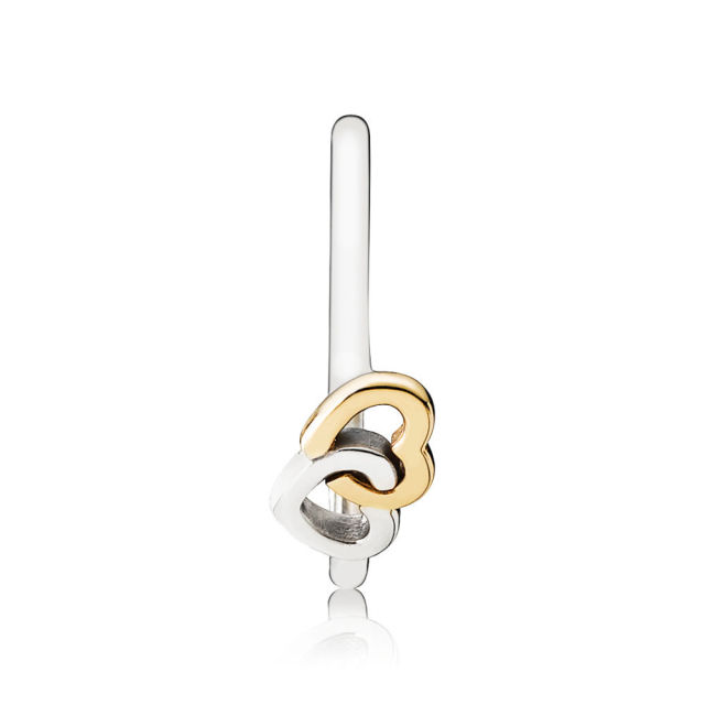 Two Tone Finished Sterling Silver Double Heart Ring for Her