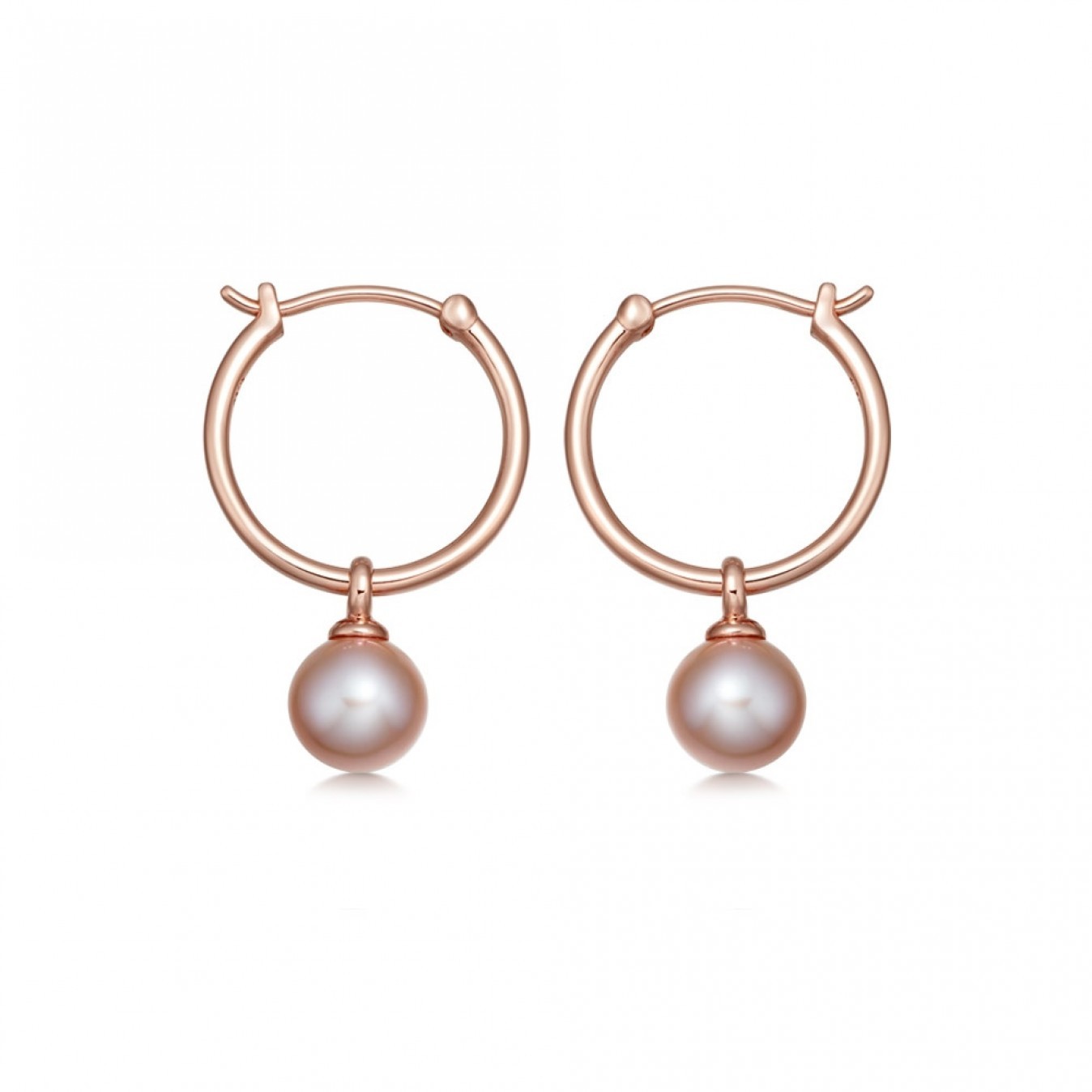 Custom Jewelry Drop Shell Pearl Hoop Earrings in Sterling Silver