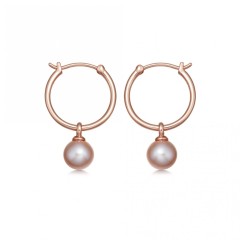 Custom Jewelry Drop Shell Pearl Hoop Earrings in Sterling Silver