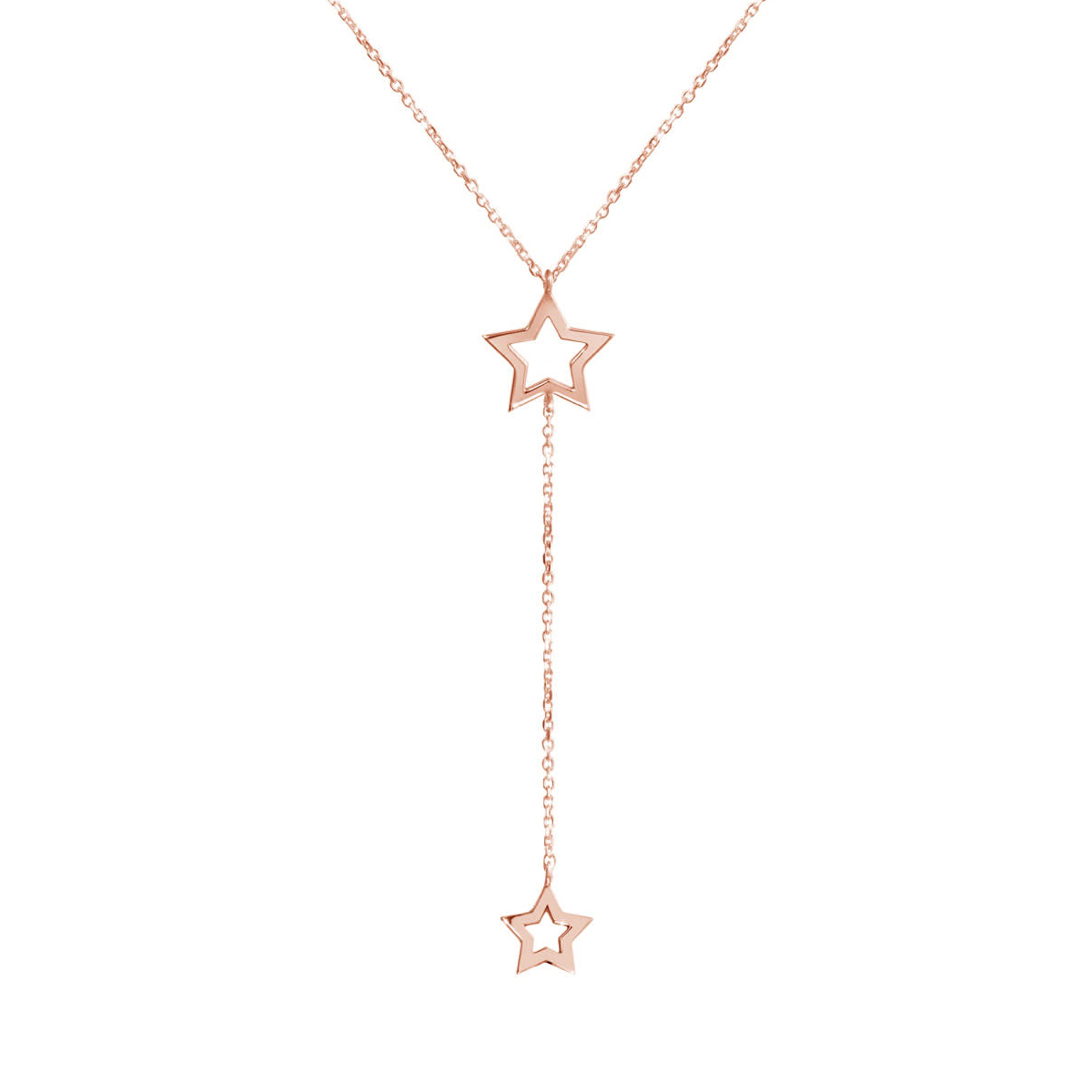 Delicate Sterling Silver Double Wish Star Necklace Y Necklace