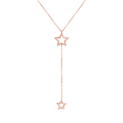Delicate Sterling Silver Double Wish Star Necklace Y Necklace