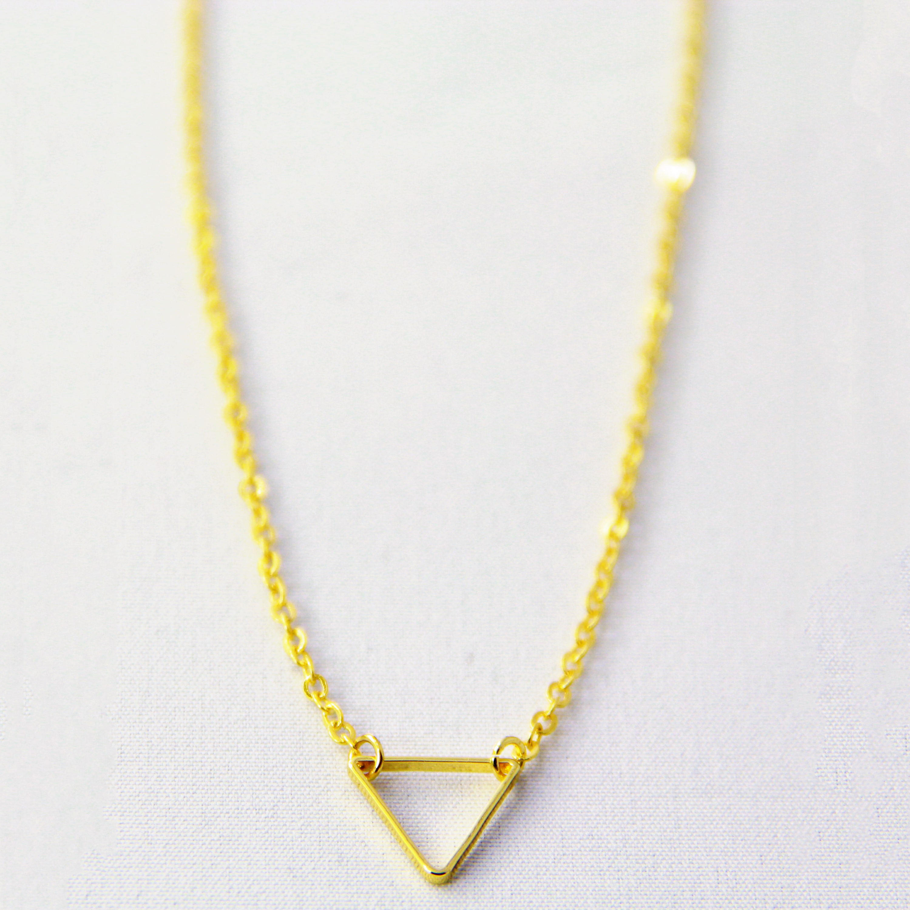 14K Gold Finished Sterling Silver Open Triangle Necklace