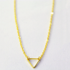 14K Gold Finished Sterling Silver Open Triangle Necklace