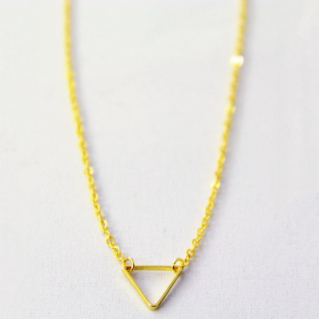 14K Gold Finished Sterling Silver Open Triangle Necklace
