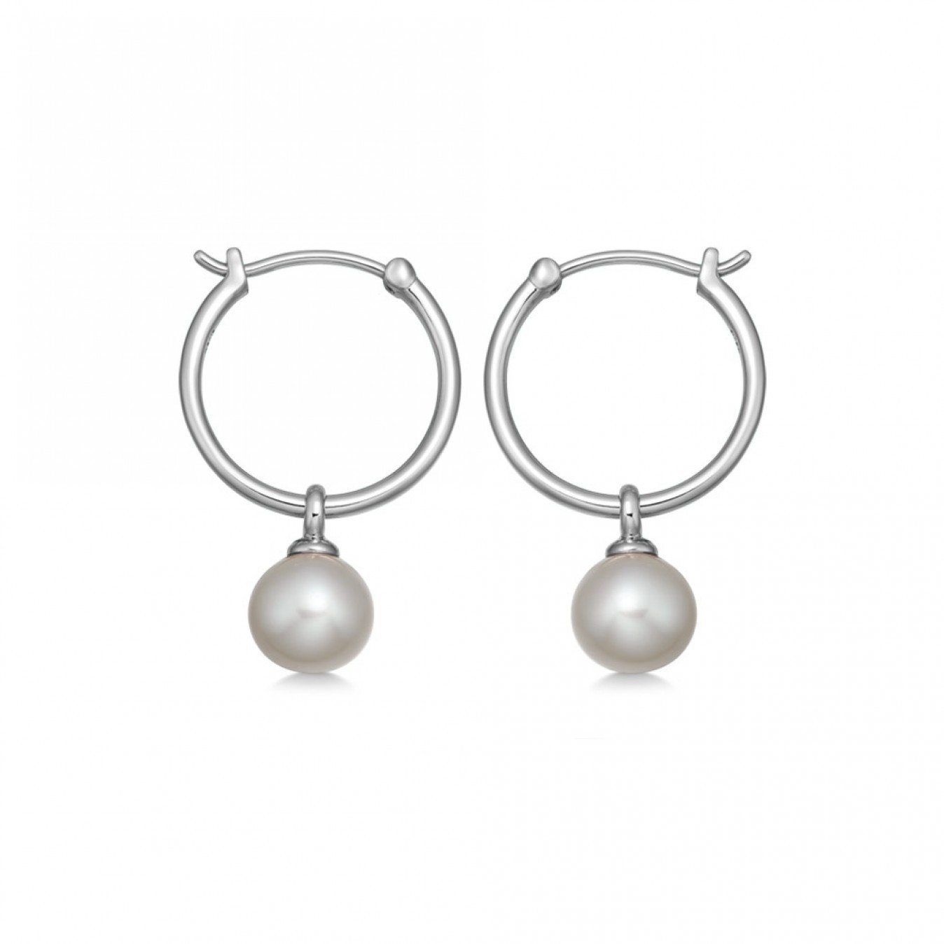 Custom Jewelry Drop Shell Pearl Hoop Earrings in Sterling Silver