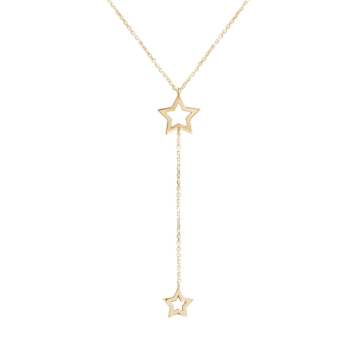 Delicate Sterling Silver Double Wish Star Necklace Y Necklace