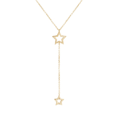 Delicate Sterling Silver Double Wish Star Necklace Y Necklace
