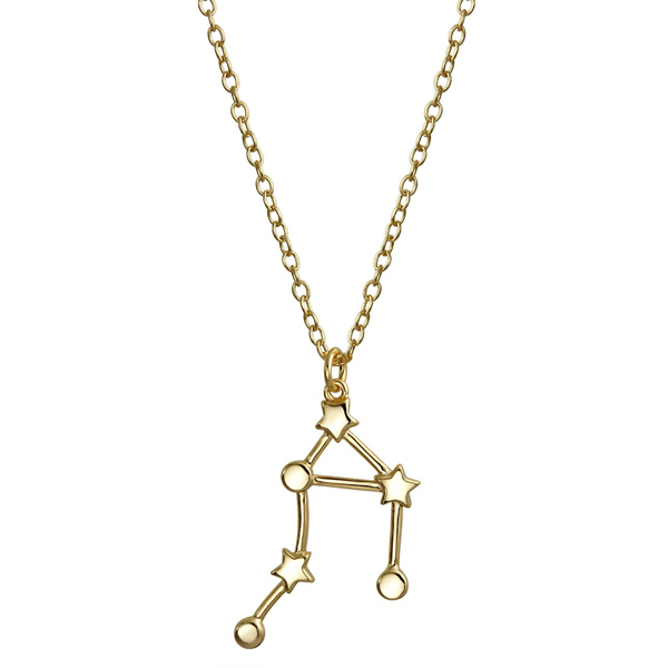 14K Gold Plated Sterling Silver Zodiac Constellation Pendant Necklace