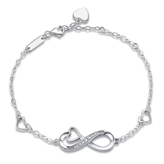 Stunning Infinity 925 Sterling Silve Bracelet Prong Set with 3A Zircon Bracelet