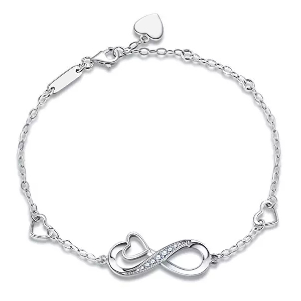 Stunning Infinity 925 Sterling Silve Bracelet Prong Set with 3A Zircon Bracelet