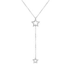 Delicate Sterling Silver Double Wish Star Necklace Y Necklace