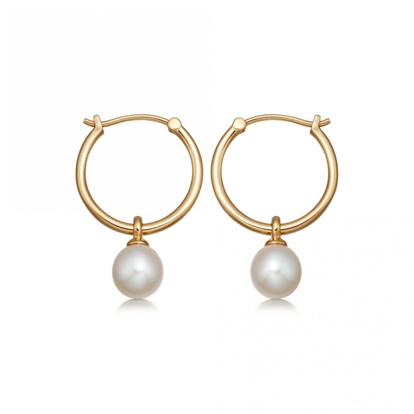 Custom Jewelry Drop Shell Pearl Hoop Earrings in Sterling Silver