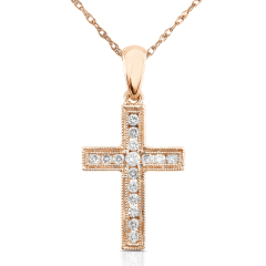 Sterling Silver Cubic Zirconia Cross Necklace in Rhodium, Gold or Rose Gold