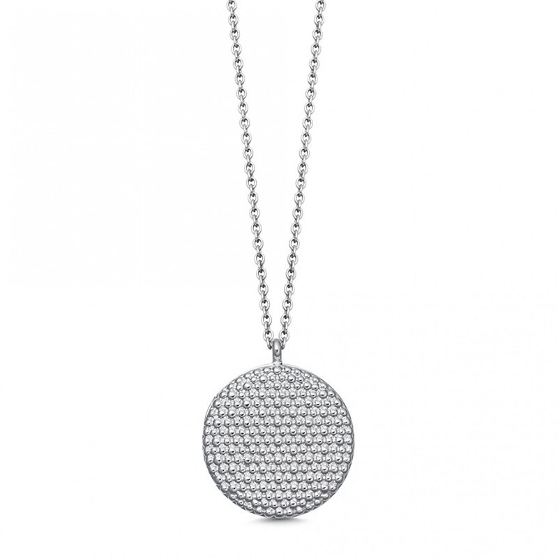 Custom Designer Sterling Silver Round Pendant Necklace