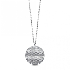Custom Designer Sterling Silver Round Pendant Necklace