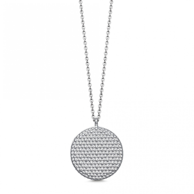Custom Designer Sterling Silver Round Pendant Necklace