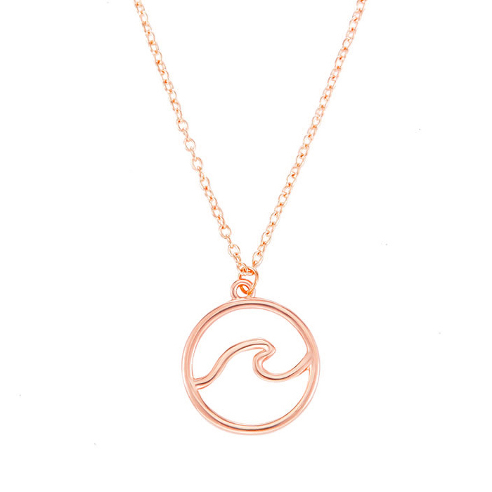 Sterling Silver Plain Round Circle Ocean Wave Necklace