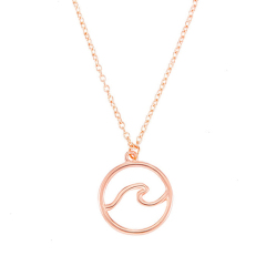 Sterling Silver Plain Round Circle Ocean Wave Necklace