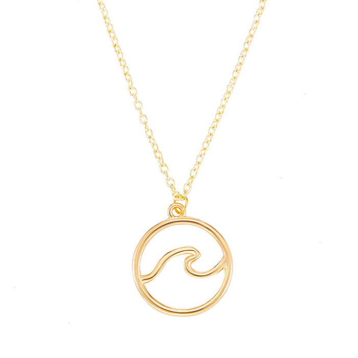 Sterling Silver Plain Round Circle Ocean Wave Necklace