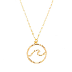 Sterling Silver Plain Round Circle Ocean Wave Necklace