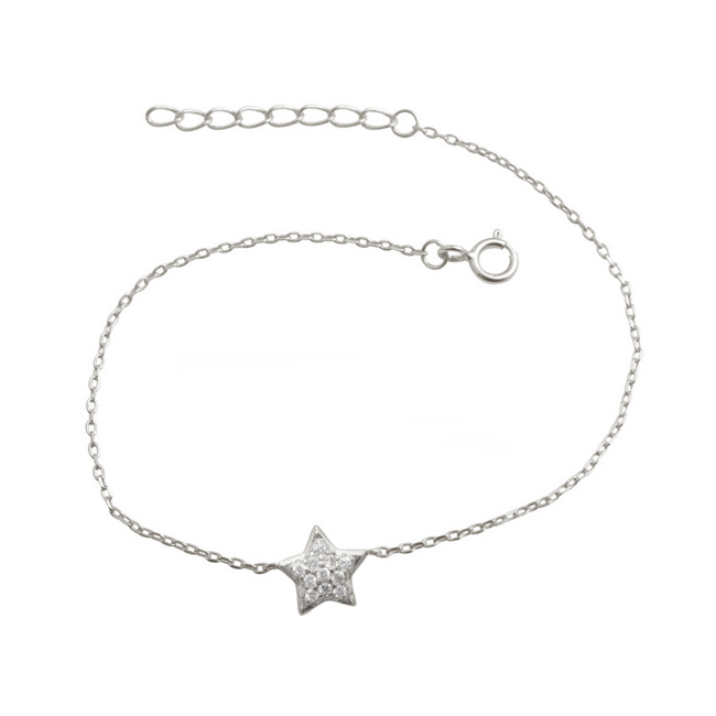 Dainty Sterling Silver Cubic Zirconia Tiny Star Bracelet