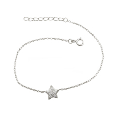 Dainty Sterling Silver Cubic Zirconia Tiny Star Bracelet