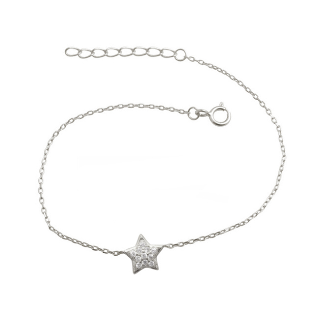 Dainty Sterling Silver Cubic Zirconia Tiny Star Bracelet