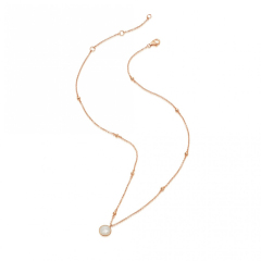 New Arrival Sterling Silver Beaded Chain Stone Pendant Necklace
