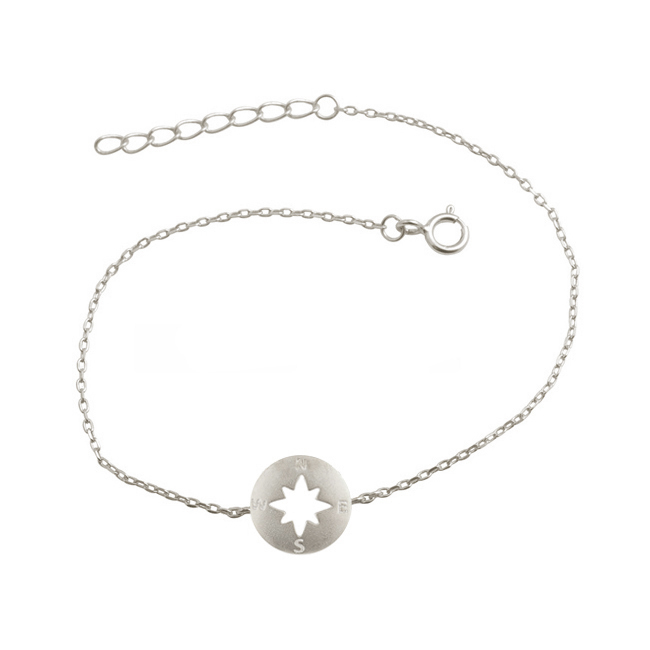 Fashion Jewelry 925 Sterling Silver Yellow Gold Plated Compass Bracelet