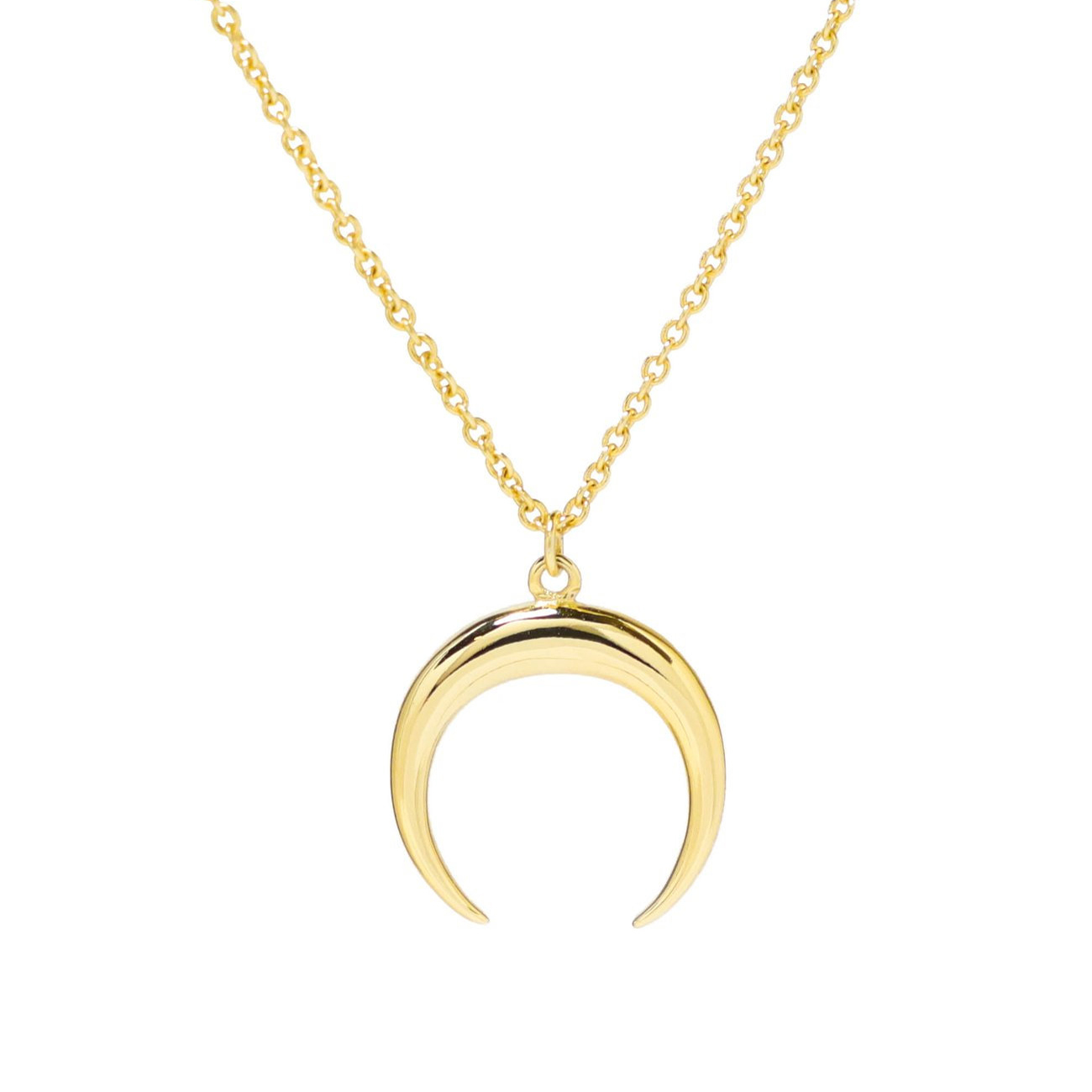 Italian Custom Jewelry Solid Sterling Silver Crescent Moon Necklace for Women