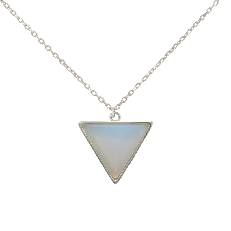 Dainty Sterling Silver Moonstone Triangle Pendant Necklace Wholesale