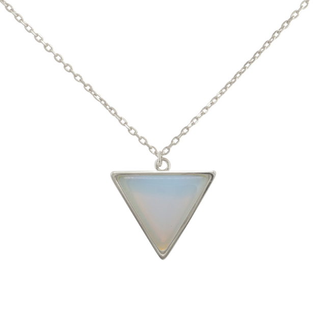 Dainty Sterling Silver Moonstone Triangle Pendant Necklace Wholesale