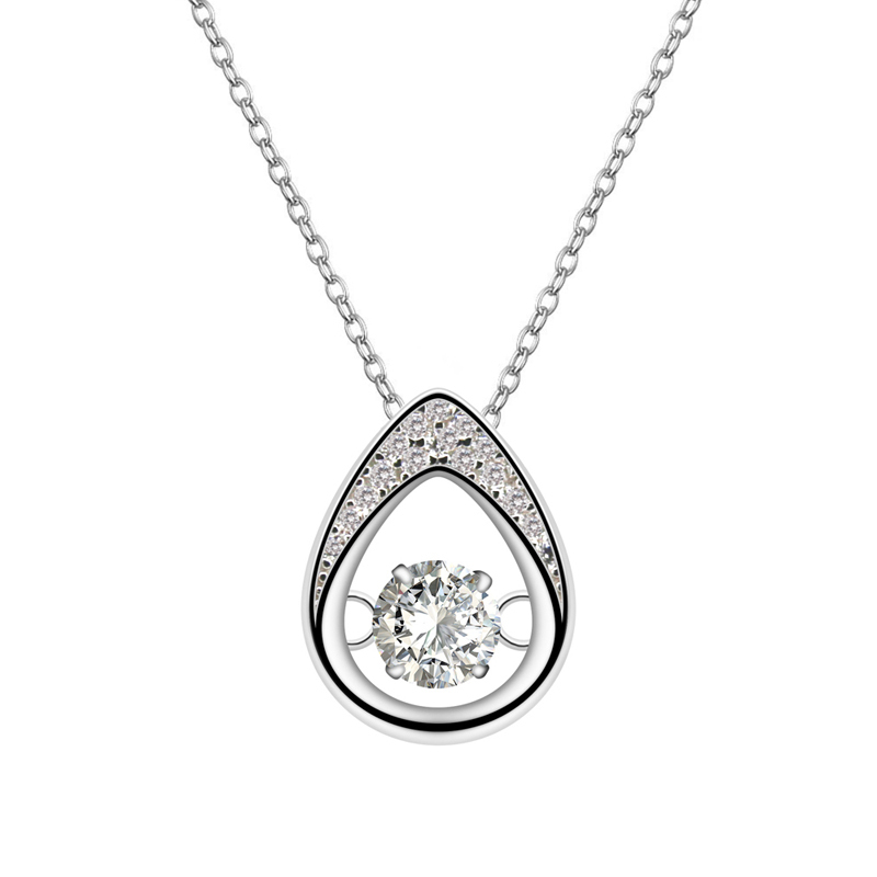 Dainty Sterling Silver White Cubic Zirconia Dancing Diamond Necklace