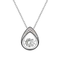 Dainty Sterling Silver White Cubic Zirconia Dancing Diamond Necklace